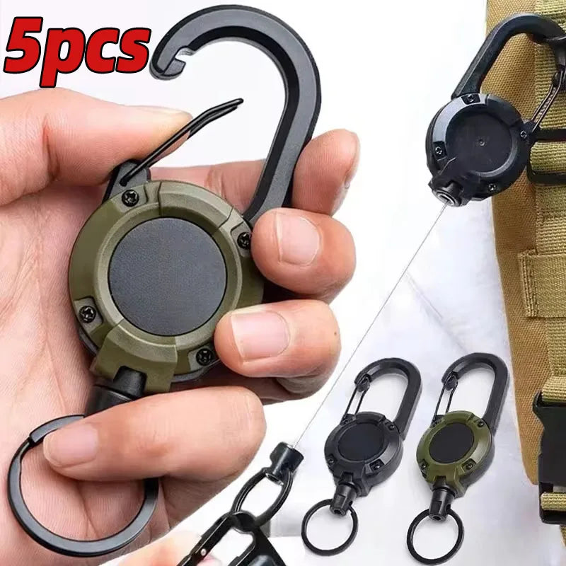 Retractable Heavy Duty Pull Reel Carabiner Strong Steel Wire Rope