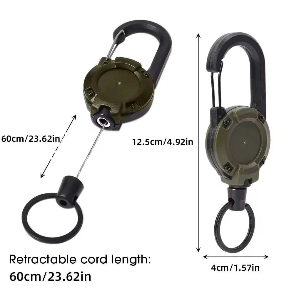 Retractable Heavy Duty Pull Reel Carabiner Strong Steel Wire Rope