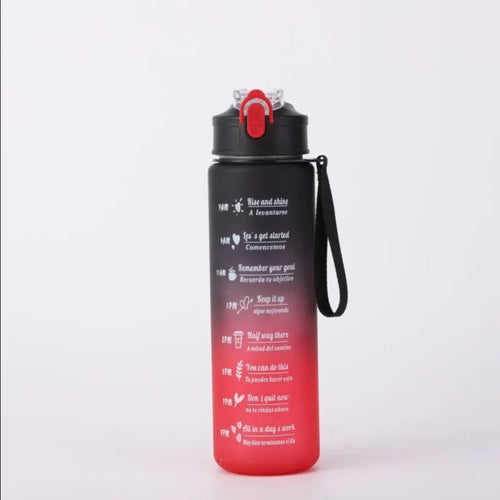 Sports Water Bottle with Time-Tracking Straw Leak Proof Locking Flip